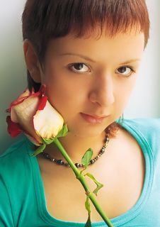 Girl With Rose Stock Image
