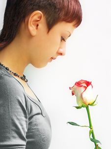 Girl With Rose Stock Photography