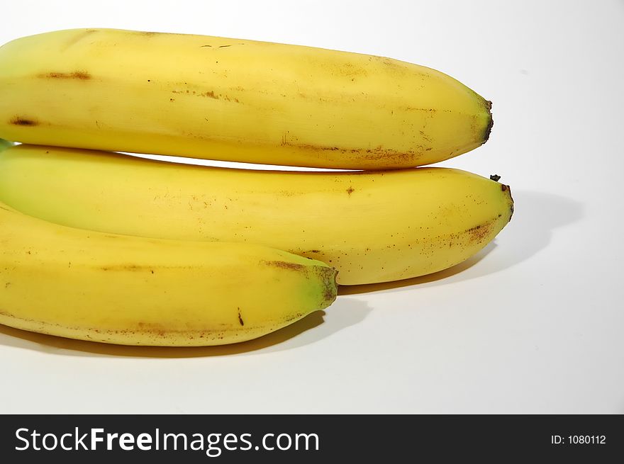 Bananas on white background close up