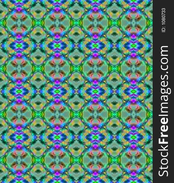 Abstract fractal nouveau inspired wallpaper in jewel tones