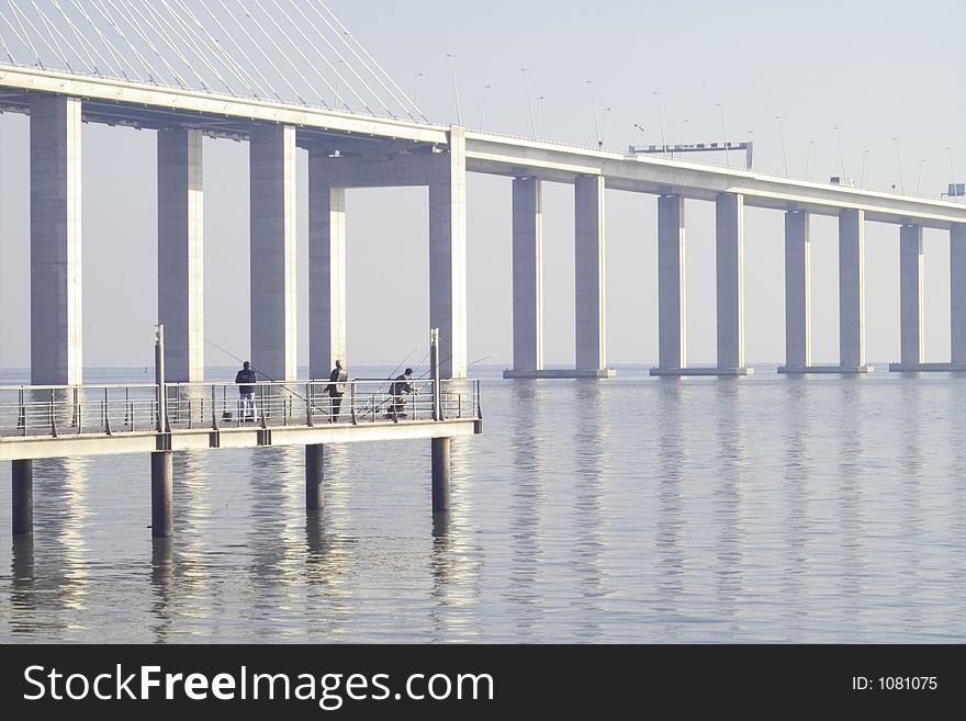 Vasco da Gama bridge and pear