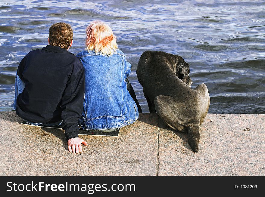 Couple And Dog