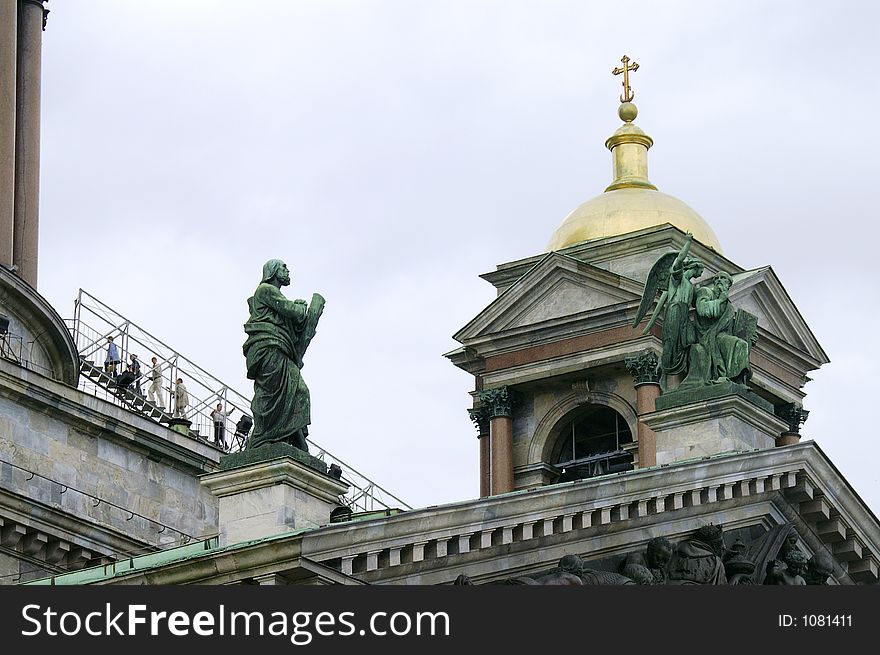 The roof of the St. Isaac's Cathedral in Saint Petersburg, Russia. The roof of the St. Isaac's Cathedral in Saint Petersburg, Russia.