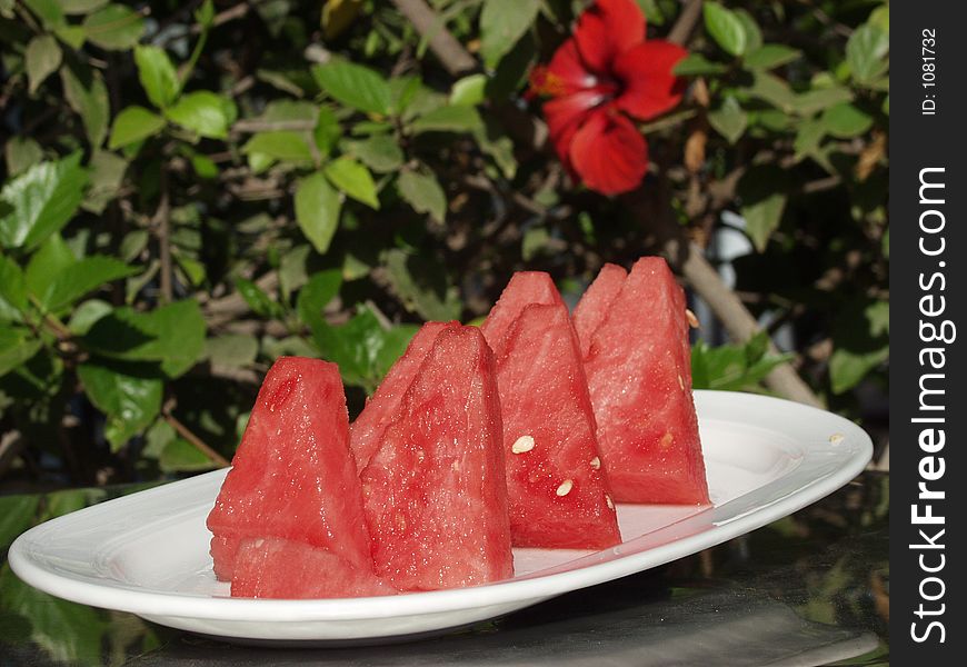 Slices of fresh summers watermelon