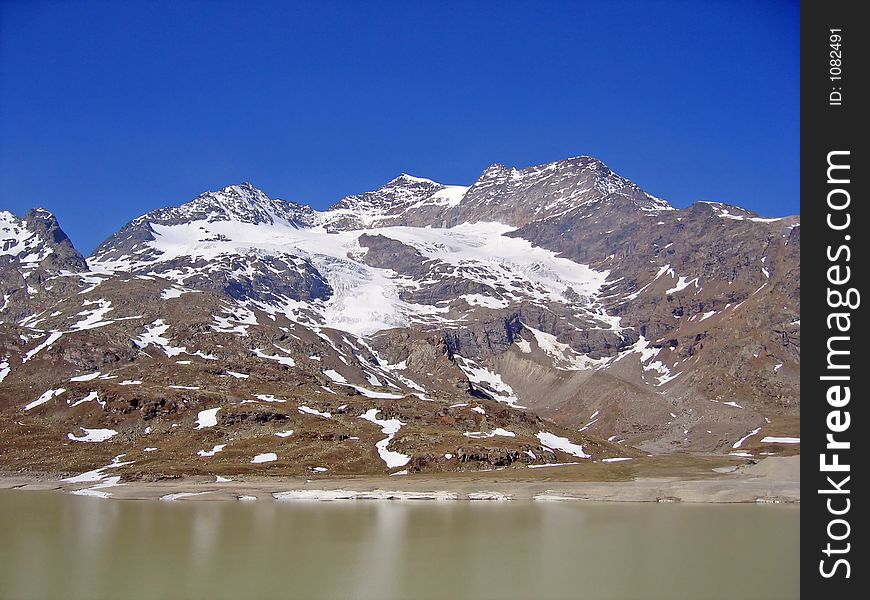 Swiss Mountains and Lake in summer