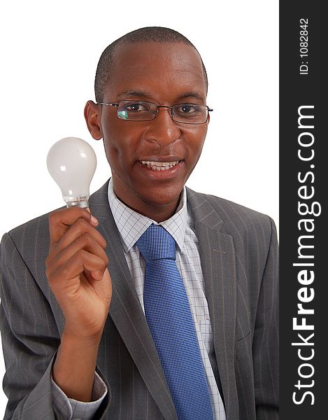 This is an image of a man having a eureka moment. He has discovered a solution to a major problem. (Designers can add lighting to the bulb). This is an image of a man having a eureka moment. He has discovered a solution to a major problem. (Designers can add lighting to the bulb)