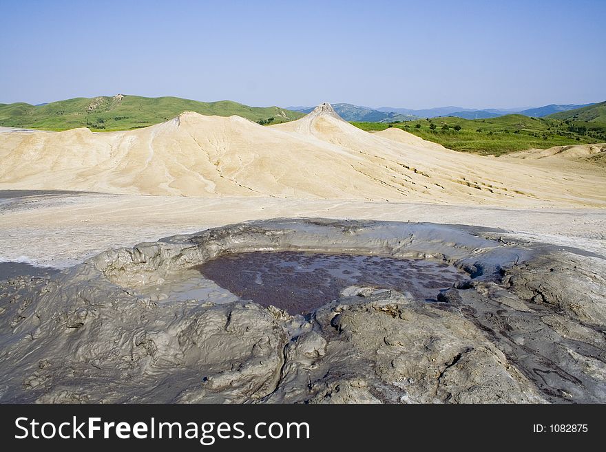 Muddy volcanos landscape Romania. Muddy volcanos landscape Romania