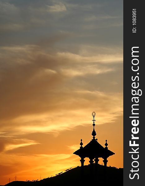 Silhouette of a tower at Barcelona, Spain. Silhouette of a tower at Barcelona, Spain