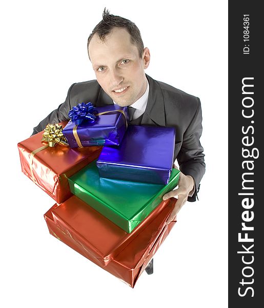 Isolated man with gifts