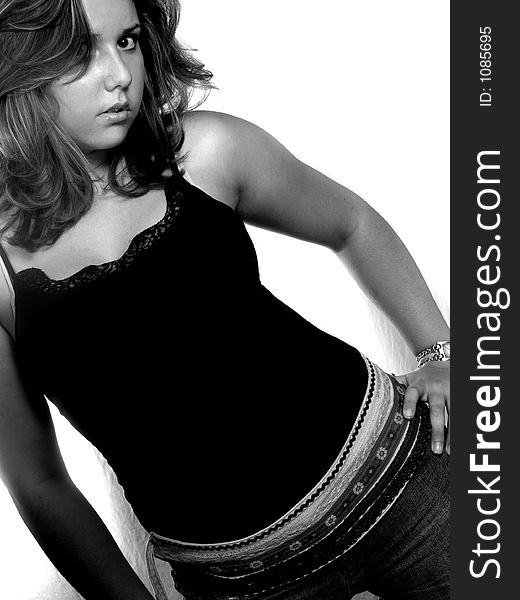 Black and white image of beautiful Teen Girl. Black and white image of beautiful Teen Girl