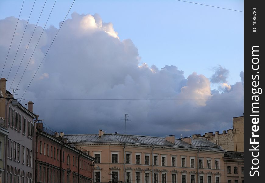 Clouds on Canal Gribojedova in Saint-Petersburg - fantastic reflexes on the clouds