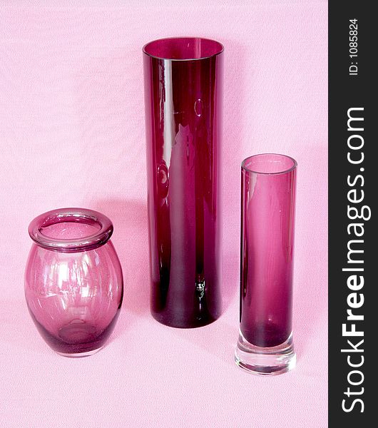 Three purple vases. Three purple vases