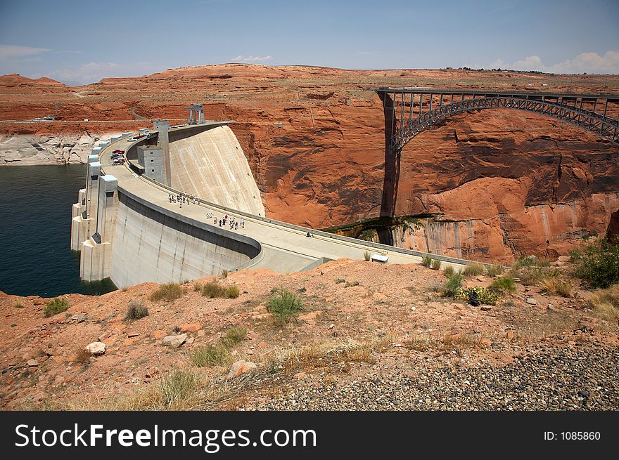 Glen Canyon Dam and Bridge. Glen Canyon Dam and Bridge