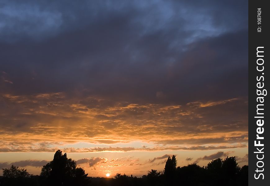 Summer sunset after rain