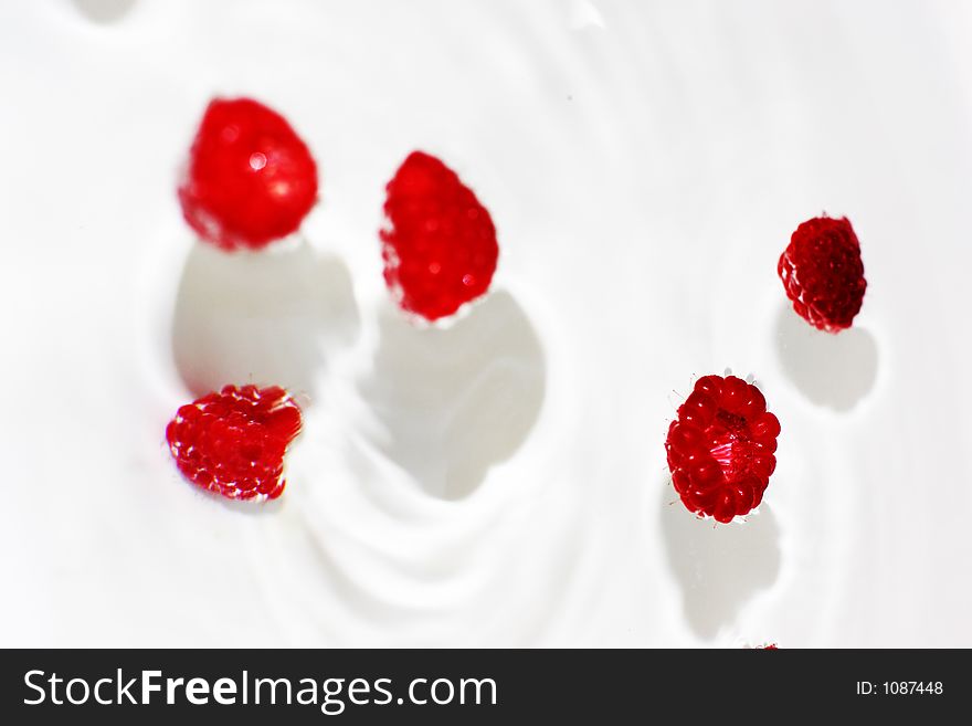 Raspberries And White Background