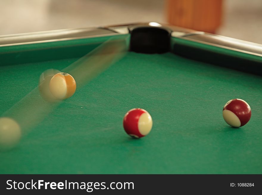 Speedy balls on billiard table - motion blur