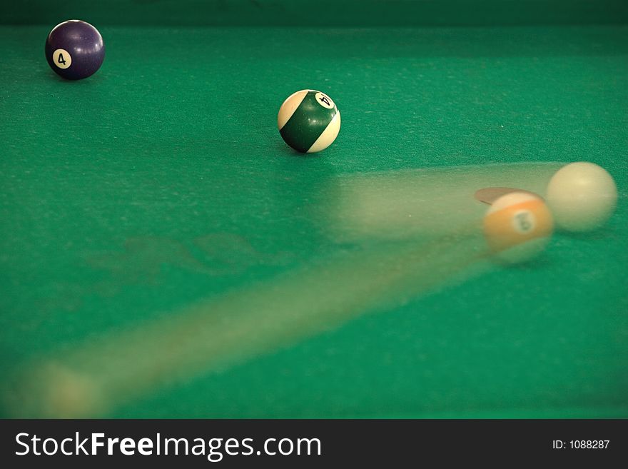 Speedy balls on biliard table - motion blur. Speedy balls on biliard table - motion blur