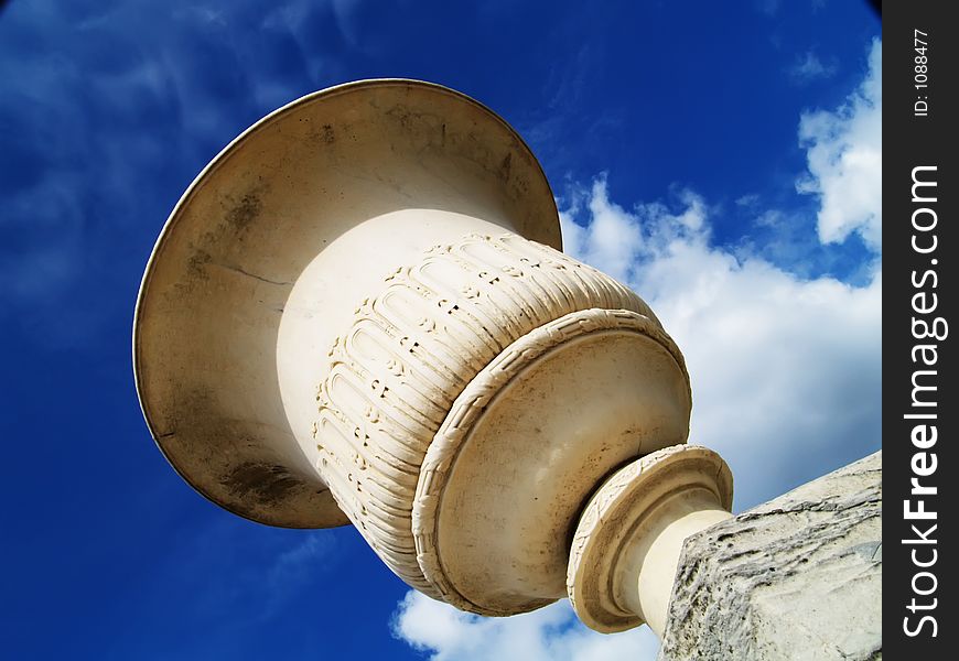 Flowerpot under blue sky. Flowerpot under blue sky