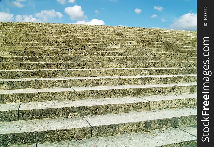 Empty stairs and blue sky