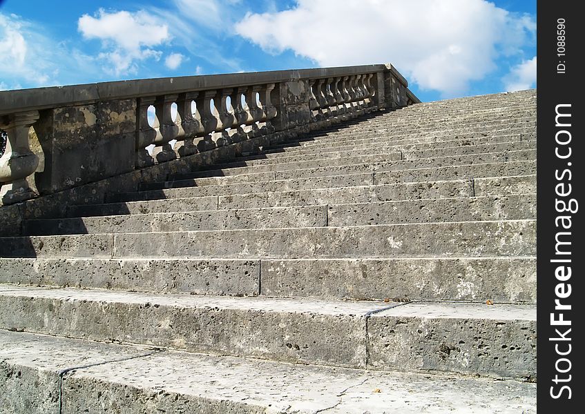 Empty stairs and blue sky