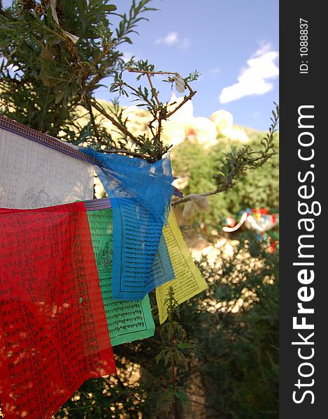 Prayer Flags in Drepung Monastery