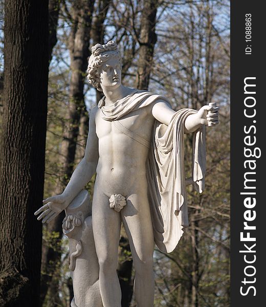 Marble sculpture of Apollo in the Summer Garden in Saint-Petersburg 01. Marble sculpture of Apollo in the Summer Garden in Saint-Petersburg 01