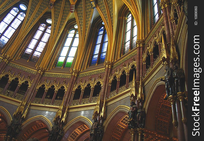 Under The Dome Of Hungarian Parliament