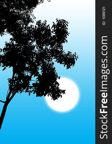 Tree silhouette with moon