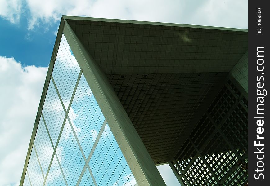 Reflections on a cubic building. Reflections on a cubic building