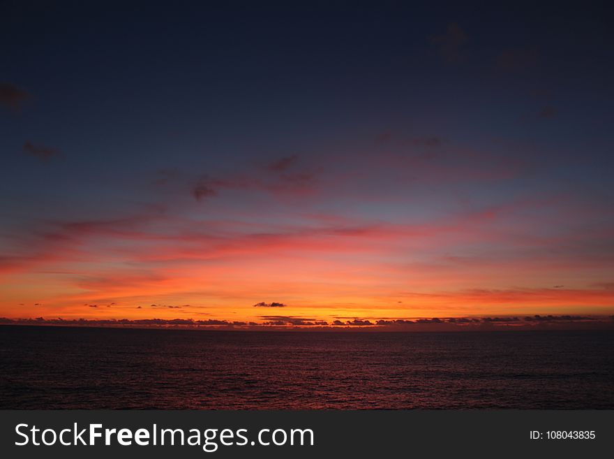 Sky, Horizon, Afterglow, Red Sky At Morning