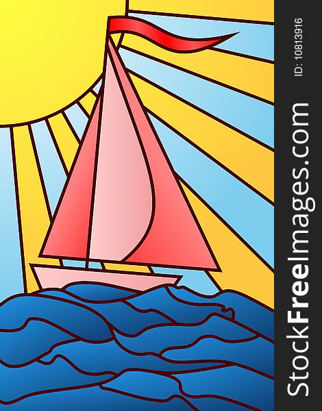 Vector illustration of Sailing Yacht