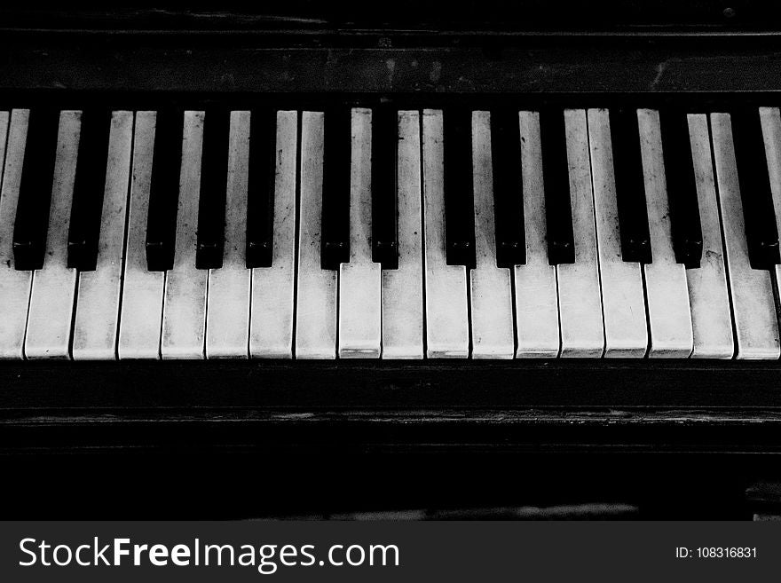 Piano, Musical Instrument, Black And White, Keyboard