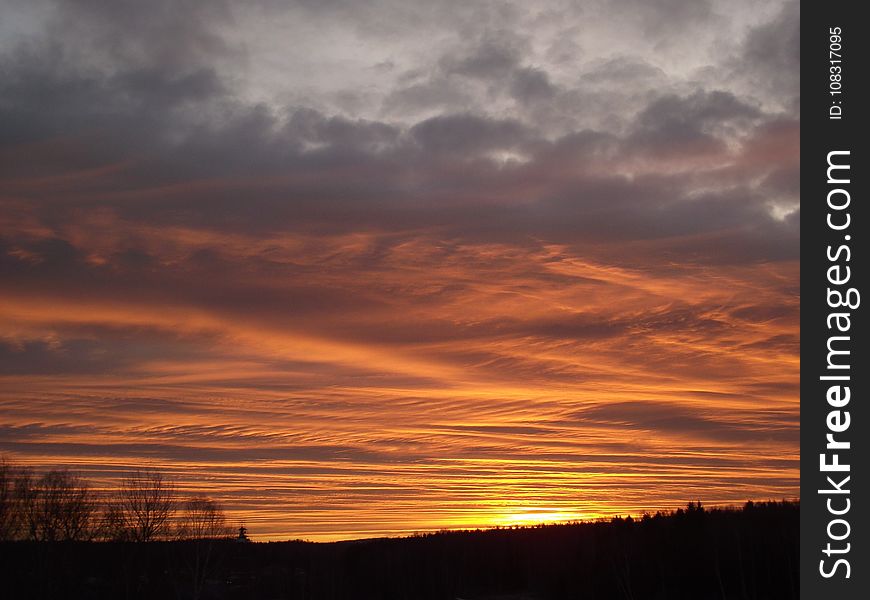 Sky, Red Sky At Morning, Afterglow, Horizon