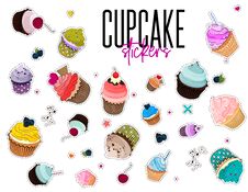 Vector Multi Colored Bakery Stickers. Food Pin With Muffins. Cartoon Cupcake Set Patch. Sweet Dessert Summer Collection. Frosted B Royalty Free Stock Photos Vector Multi Colored Bakery Stickers. Food Pin With Muffins. Cartoon Cupcake Set Patch. Sweet Dessert Summer Collection. Frosted B Royalty Free Stock Photos