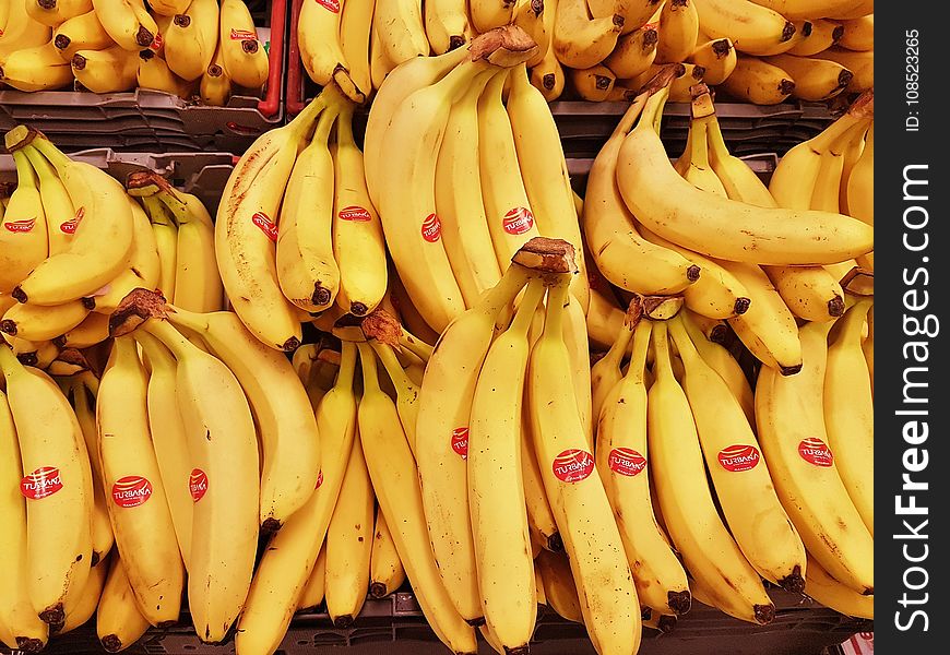 Banana, Banana Family, Yellow, Produce