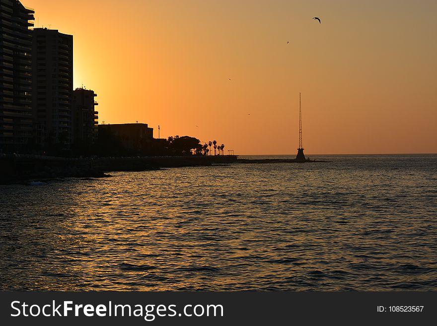 Sea, Horizon, Sunset, Sky