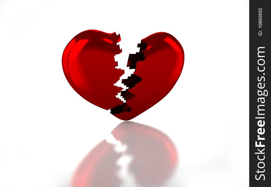 3D glossy broken heart