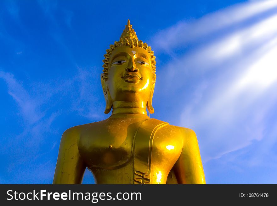 Sky, Statue, Yellow, Gautama Buddha