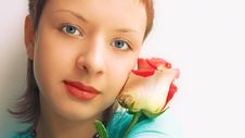 Girl With Rose Stock Images