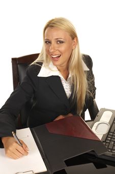 Beautiful Blonde Signing Contract Royalty Free Stock Photos