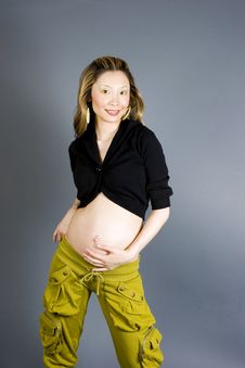 Seven Months Pregnant Royalty Free Stock Photos