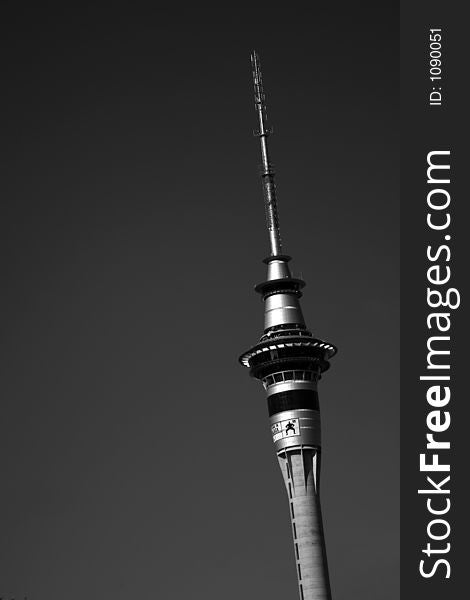 Auckland Sky Tower with blue sky, Auckland, New Zealand. Auckland Sky Tower with blue sky, Auckland, New Zealand