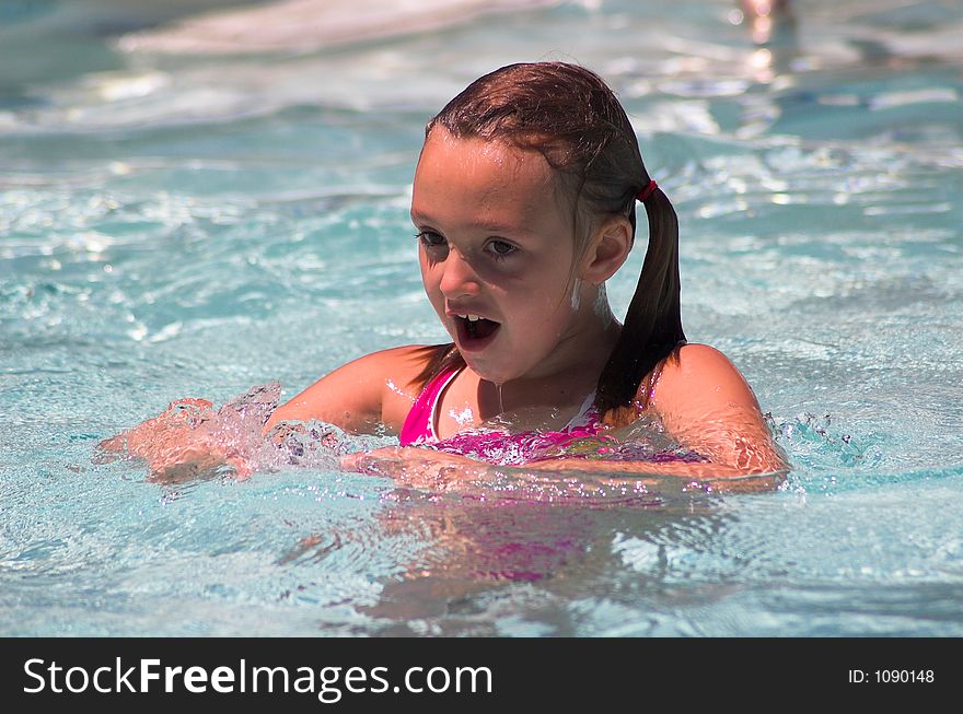 Little Girl in Pool - Summer fun!. Little Girl in Pool - Summer fun!