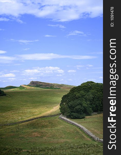 Hadrian's wall, at Housesteads (Vercovicium), Northumberland, England.