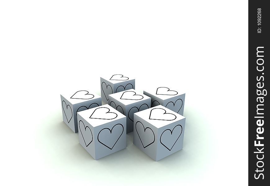 A set of cubed heart's for romantic concepts. A set of cubed heart's for romantic concepts.