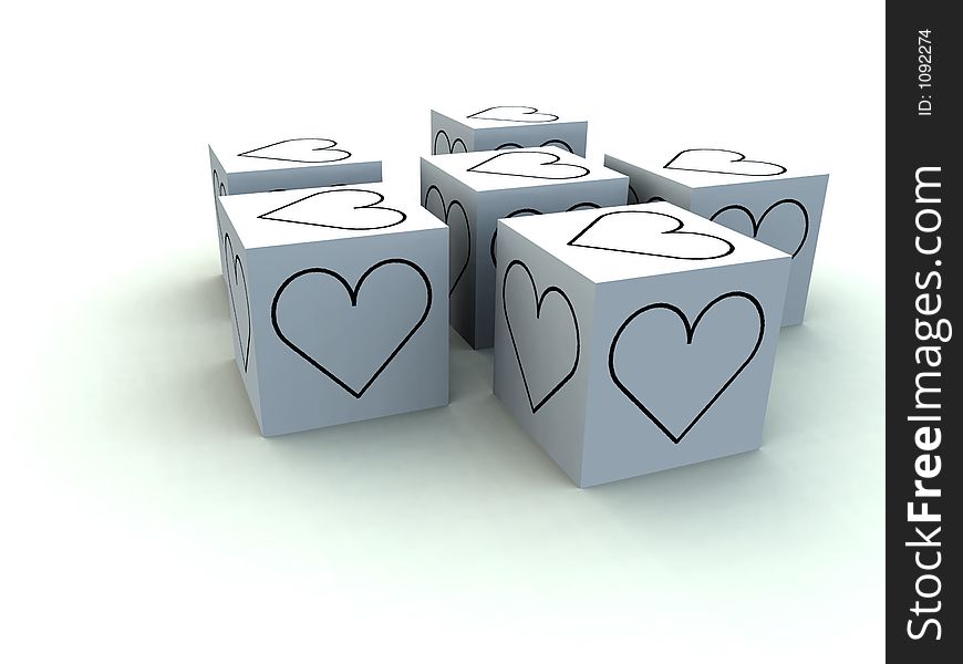 A set of cubed heart's for romantic concepts. A set of cubed heart's for romantic concepts.