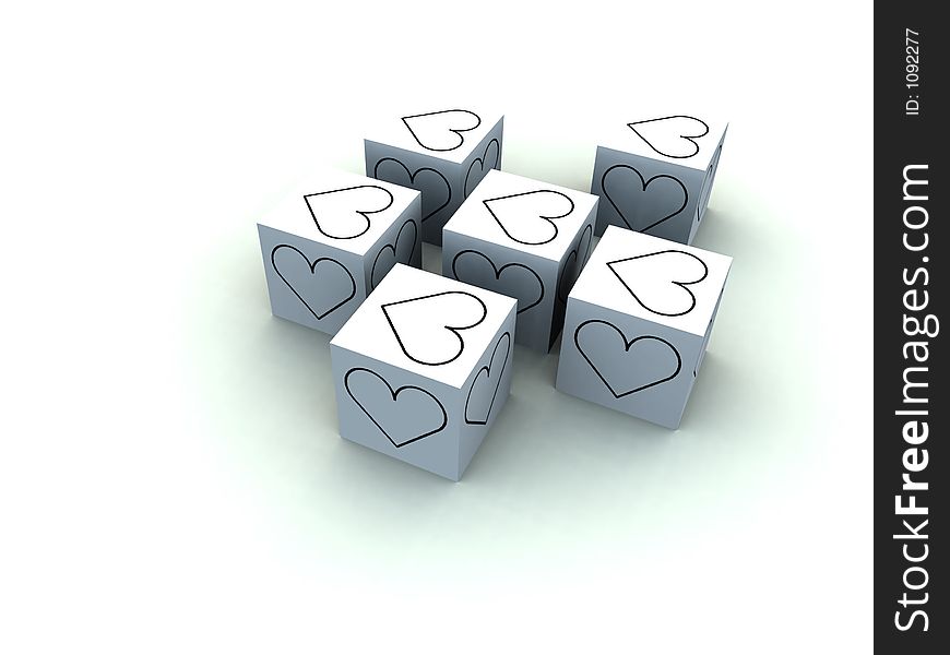 A set of cubed heart's for romantic concepts. A set of cubed heart's for romantic concepts.