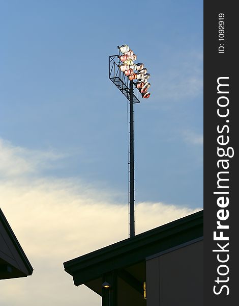 Illuminated lights in a stadium. Illuminated lights in a stadium