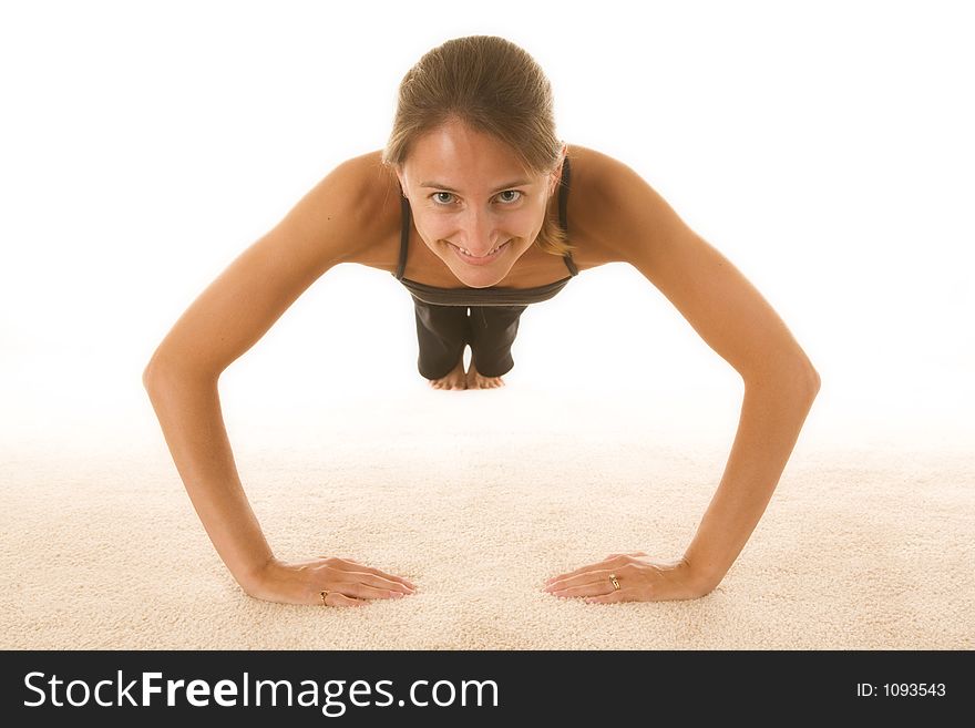 Beautiful young woman wearing workout clothes. Beautiful young woman wearing workout clothes.