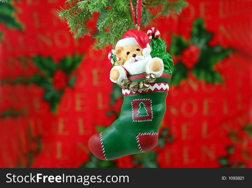 Christmas ornaments on white background